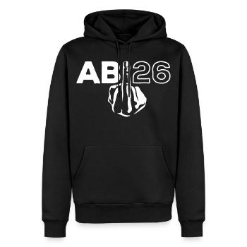 ABI 2026 Mittelfinger Abitur - Geschenk - Männer Premium Bio Hoodie - Schwarz - Vorne - Nico (187cm)