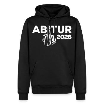 ABI 2026 Mittelfinger Abitur - Geschenk - Männer Premium Bio Hoodie - Schwarz - Vorne - Nico (187cm)