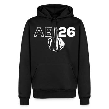 ABI 2026 Mittelfinger Abitur - Geschenk - Männer Premium Bio Hoodie - Schwarz - Vorne - Nico (187cm)