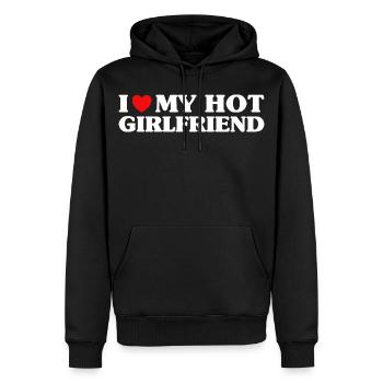 Ich liebe meine heiße Freundin Humor Valentinstag - Männer Premium Bio Hoodie - Schwarz - Vorne - Nico (187cm)