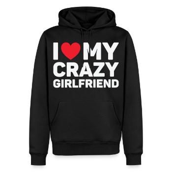 Ich liebe das Valentinstagsgeschenk meiner verrückten Freundin - Männer Premium Bio Hoodie - Schwarz - Vorne - Nico (187cm)