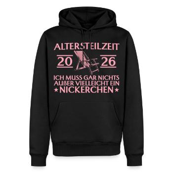 Retraite partielle 2026 : rien que des siestes - Sweat à capuche Premium bio Homme - noir - Devant - Nico (187cm)