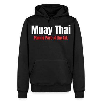 Acht Gliedmaßen. One Mind. | Muay Thai - Männer Premium Bio Hoodie - Schwarz - Vorne - Nico (187cm)