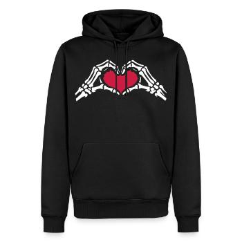 Skelett Hände Herz Liebe Valentins Tag - Männer Premium Bio Hoodie - Schwarz - Vorne - Nico (187cm)