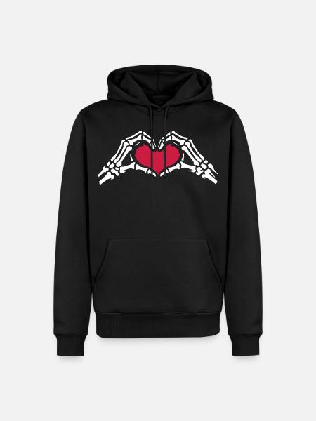 Skeleton Hands Heart Love Valentine's Day - Men’s Premium Organic Hoodie - black