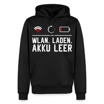 Codeur WiFi. CHARGEMENT. BATTERIE VIDE DRÔLE - Sweat à capuche Premium bio Homme - noir - Devant - Nico (187cm)