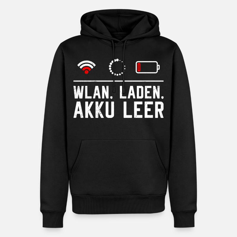 Codeur WiFi. CHARGEMENT. BATTERIE VIDE DRÔLE - Sweat à capuche Premium bio Homme - noir