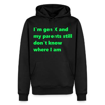 GenX - Männer Premium Bio Hoodie - Schwarz - Vorne - Nico (187cm)