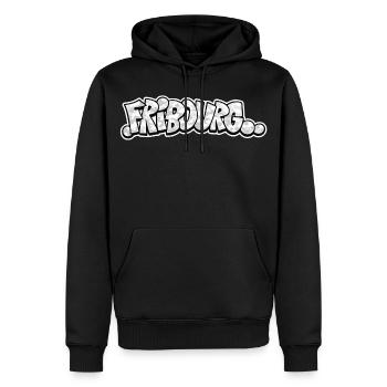 Fribourg Camo Graffiti - Männer Premium Bio Hoodie - Schwarz - Vorne - Nico (187cm)