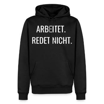 Ça marche, ça ne parle pas | Chemise de travail - Sweat à capuche Premium bio Homme - noir - Devant - Nico (187cm)