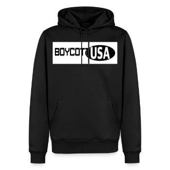 Boycott USA - Männer Premium Bio Hoodie - Schwarz - Vorne - Nico (187cm)