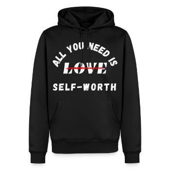 Tout ce dont vous avez besoin, c’est de votre estime de soi – santé mentale - Sweat à capuche Premium bio Homme - noir - Devant - Nico (187cm)