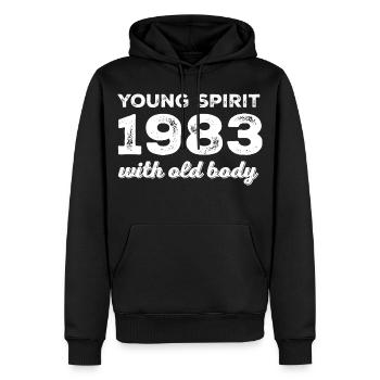 1983 Vintage - Männer Premium Bio Hoodie - Schwarz - Vorne - Nico (187cm)