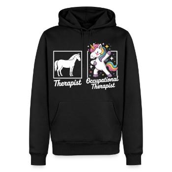 Flair d’ergothérapie licorne - Sweat à capuche Premium bio Homme - noir - Devant - Nico (187cm)