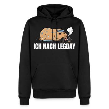 Legday Kraftsport - Lustiges Capybara Workout - Männer Premium Bio Hoodie - Schwarz - Vorne - Nico (187cm)