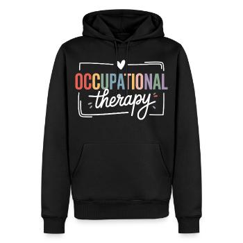 Colored Occupational Therapy Typography - Men’s Premium Organic Hoodie - black - Front - Nico (187cm)