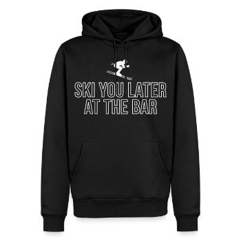 Skier plus tard au bar – Après Ski Design - Sweat à capuche Premium bio Homme - noir - Devant - Nico (187cm)