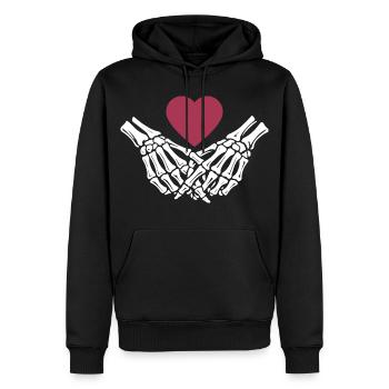  ewige Liebe | Knochenhände | Skelett | Herz - Männer Premium Bio Hoodie - Schwarz - Vorne - Nico (187cm)