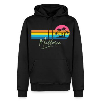 Mallorca Palmen Sunset Retro - Männer Premium Bio Hoodie - Schwarz - Vorne - Nico (187cm)