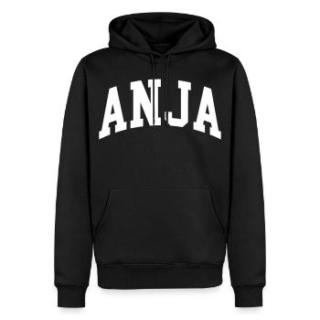 Anja - Männer Premium Bio Hoodie - Schwarz - Vorne - Nico (187cm)
