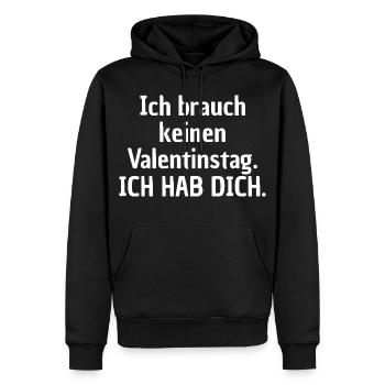 Je n’ai pas besoin d’un t-shirt de la Saint-Valentin - Sweat à capuche Premium bio Homme - noir - Devant - Nico (187cm)