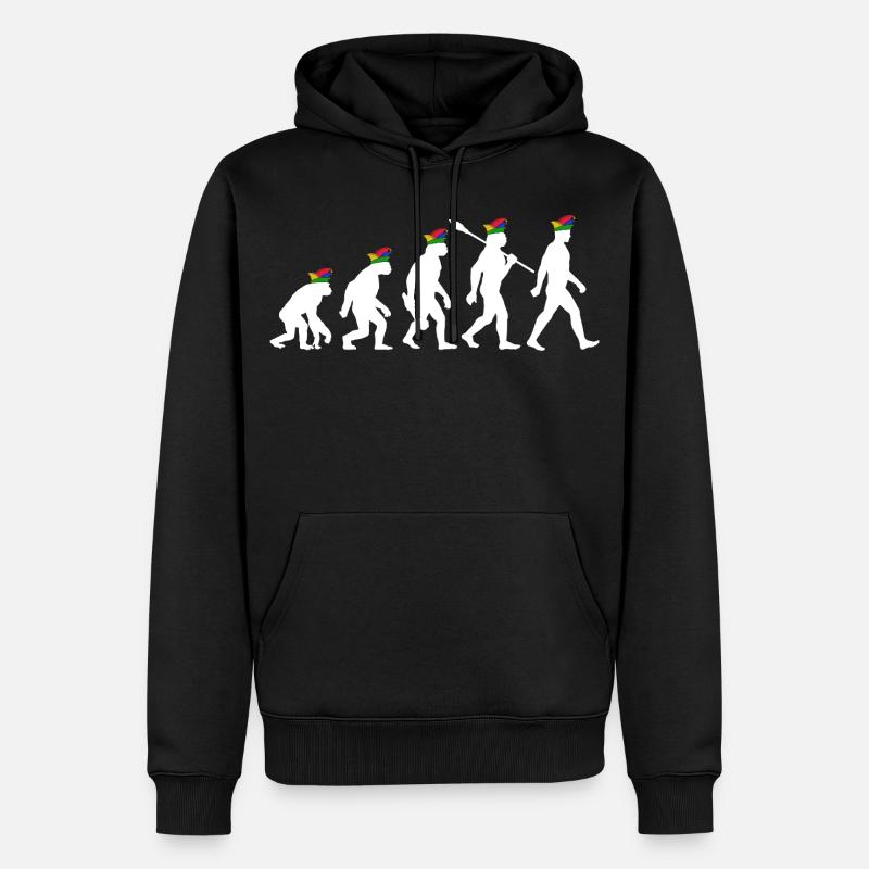 Homo Karnevalis | Evolution der Narren, Fastnacht - Männer Premium Bio Hoodie - Schwarz
