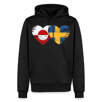 Cœur du drapeau du Groenland Suède utilisé - Sweat à capuche Premium bio Homme - noir - Devant - Nico (187cm)