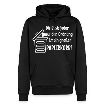 Ordre de base : Grande corbeille à papier Witzer Dit Office - Sweat à capuche Premium bio Homme - noir - Devant - Nico (187cm)
