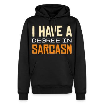 Sarcasm Graduation T-Shirt Design - Men’s Premium Organic Hoodie - black - Front - Nico (187cm)