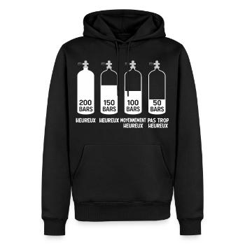 Humor, Tauchen, Glückslevel in Bars - Männer Premium Bio Hoodie - Schwarz - Vorne - Nico (187cm)