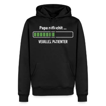 Papa denkt, bitte warte, humor, Papa. - Männer Premium Bio Hoodie - Schwarz - Vorne - Nico (187cm)
