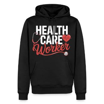 Emblème des professionnels de santé - Sweat à capuche Premium bio Homme - noir - Devant - Nico (187cm)