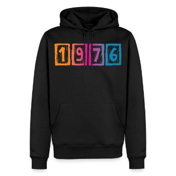 Vintage 1976 - Männer Premium Bio Hoodie - Schwarz - Vorne - Nico (187cm)