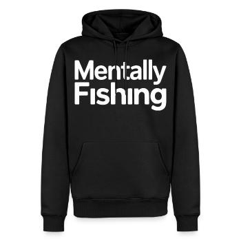 Conception humoristique de pêche mentale - Sweat à capuche Premium bio Homme - noir - Devant - Nico (187cm)