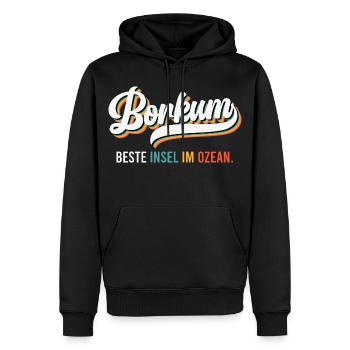 Île de Borkum MEILLEURE ÎLE DE L’OCÉAN Plaisir - Sweat à capuche Premium bio Homme - noir - Devant - Nico (187cm)