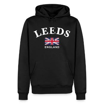 Leeds, England - Männer Premium Bio Hoodie - Schwarz - Vorne - Nico (187cm)