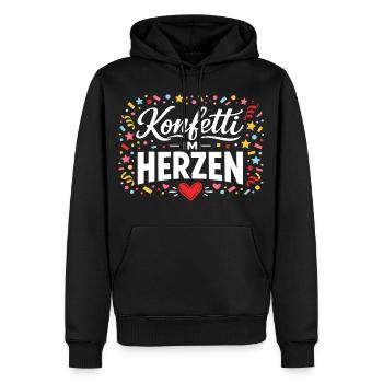 Confettis dans le costume d’Alaaf Helau en cœur - Sweat à capuche Premium bio Homme - noir - Devant - Nico (187cm)