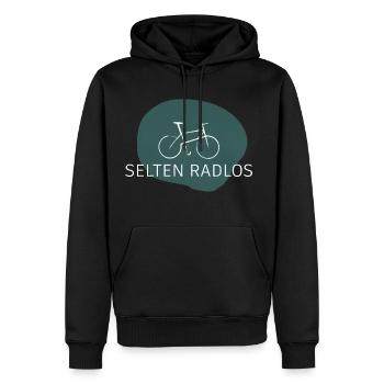 Selten Radlos – Wortspiel Fahrrad Spruch - Männer Premium Bio Hoodie - Schwarz - Vorne - Nico (187cm)