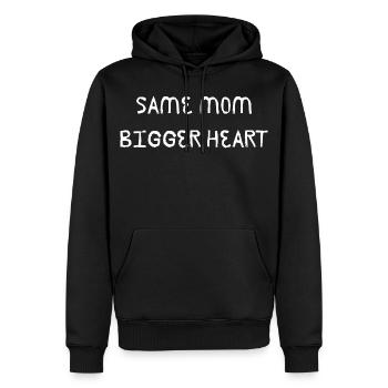 Same Mom Bigger Heart - Men’s Premium Organic Hoodie - black - Front - Nico (187cm)