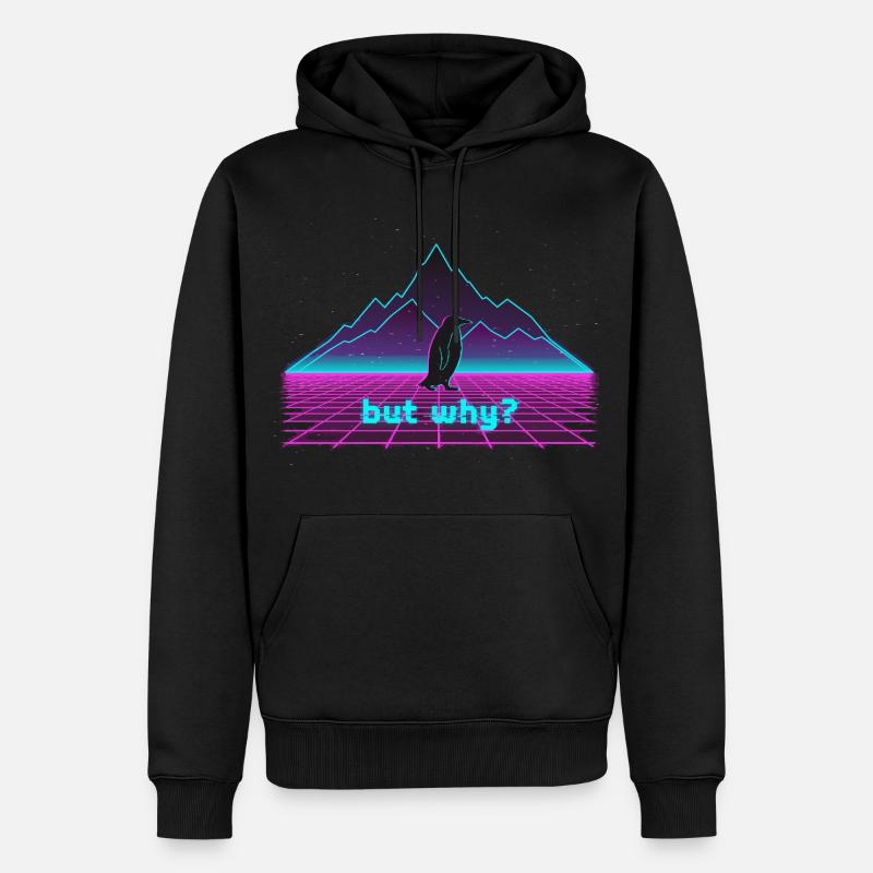 Vaporwave Penguin - Sweat à capuche Premium bio Homme - noir