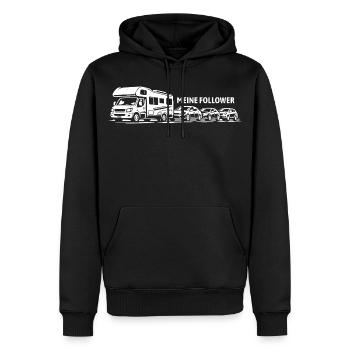 Ich und meine Follower - Wohnmobil - Stau - Männer Premium Bio Hoodie - Schwarz - Vorne - Nico (187cm)