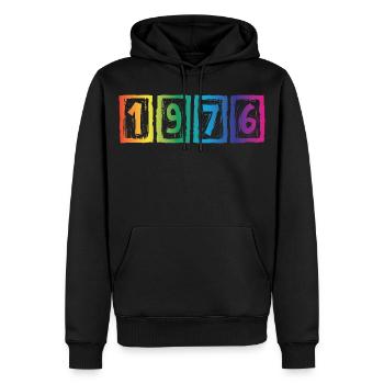 Vintage 1976 - Männer Premium Bio Hoodie - Schwarz - Vorne - Nico (187cm)