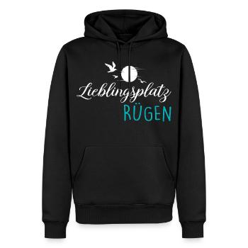 Ostsee Insel LIEBLINGSPLATZ RÜGEN Lustiges - Männer Premium Bio Hoodie - Schwarz - Vorne - Nico (187cm)