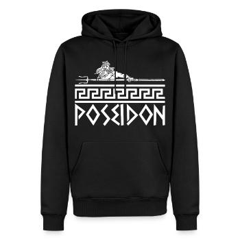 Griechischer Meeresgott (Weiß) - Männer Premium Bio Hoodie - Schwarz - Vorne - Nico (187cm)