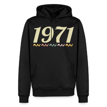 1971 - Männer Premium Bio Hoodie - Schwarz - Vorne - Nico (187cm)