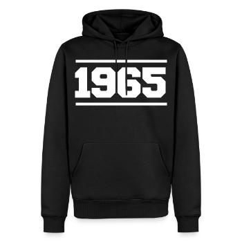 1965 Cadeau rétro 1965 - Sweat à capuche Premium bio Homme - noir - Devant - Nico (187cm)