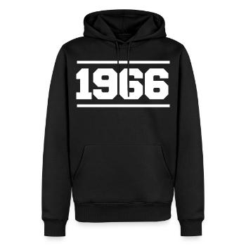 1966 Cadeau rétro 1966 - Sweat à capuche Premium bio Homme - noir - Devant - Nico (187cm)