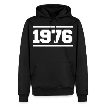 1976 Cadeau rétro 1976 original 1976 - Sweat à capuche Premium bio Homme - noir - Devant - Nico (187cm)