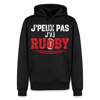 J’peux pas j’ai Rugby - Sweat à capuche Premium bio Homme - noir - Devant - Nico (187cm)