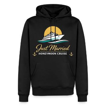 Lune de miel : couples cadeaux mariés - Sweat à capuche Premium bio Homme - noir - Devant - Nico (187cm)